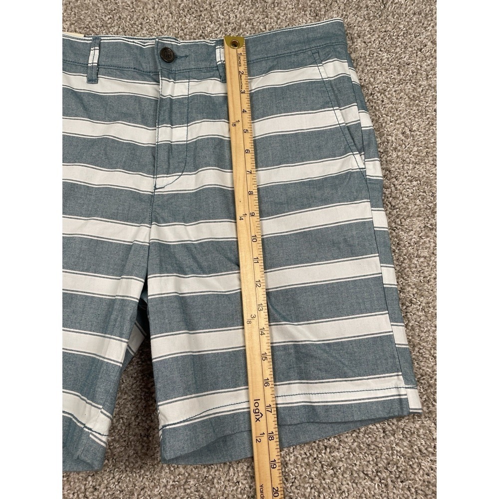 Original Penguin Slim Fit Stretch Shorts Chino 8" Inseam Mens Sz 32 Blue Stripe - Picture 3 of 10